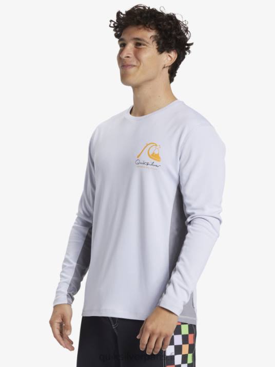 Hommes Quiksilver T-shirt de surf à manches longues Waterman Bamboo Check 2 UPF 50 D6PT260 blanc