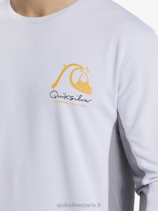 Hommes Quiksilver T-shirt de surf à manches longues Waterman Bamboo Check 2 UPF 50 D6PT260 blanc