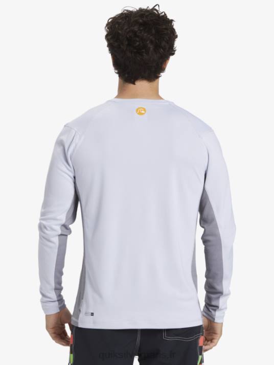 Hommes Quiksilver T-shirt de surf à manches longues Waterman Bamboo Check 2 UPF 50 D6PT260 blanc