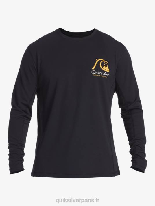 Hommes Quiksilver T-shirt de surf à manches longues Waterman Bamboo Check 2 UPF 50 D6PT261 noir