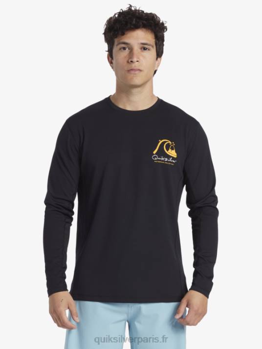 Hommes Quiksilver T-shirt de surf à manches longues Waterman Bamboo Check 2 UPF 50 D6PT261 noir