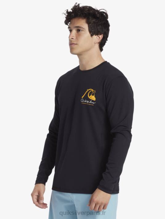 Hommes Quiksilver T-shirt de surf à manches longues Waterman Bamboo Check 2 UPF 50 D6PT261 noir