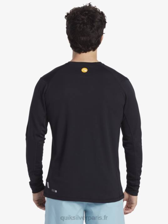 Hommes Quiksilver T-shirt de surf à manches longues Waterman Bamboo Check 2 UPF 50 D6PT261 noir