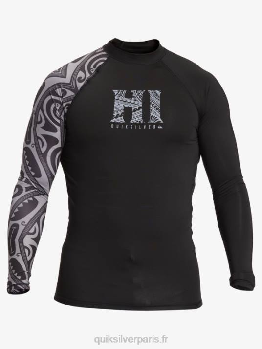 Hommes Quiksilver hawaii big island upf 50 t-shirt de surf à manches longues D6PT923 noir