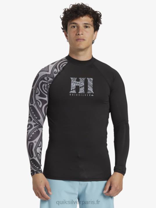 Hommes Quiksilver hawaii big island upf 50 t-shirt de surf à manches longues D6PT923 noir