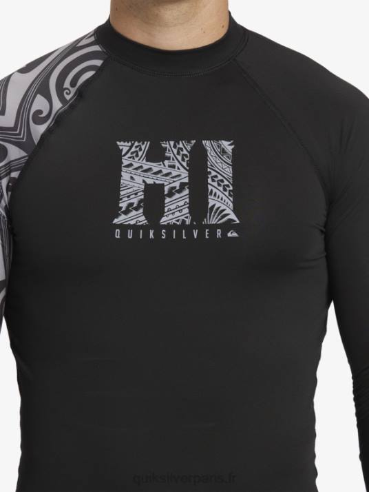Hommes Quiksilver hawaii big island upf 50 t-shirt de surf à manches longues D6PT923 noir
