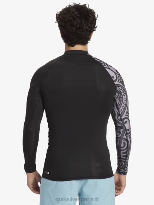 Hommes Quiksilver hawaii big island upf 50 t-shirt de surf à manches longues D6PT923 noir