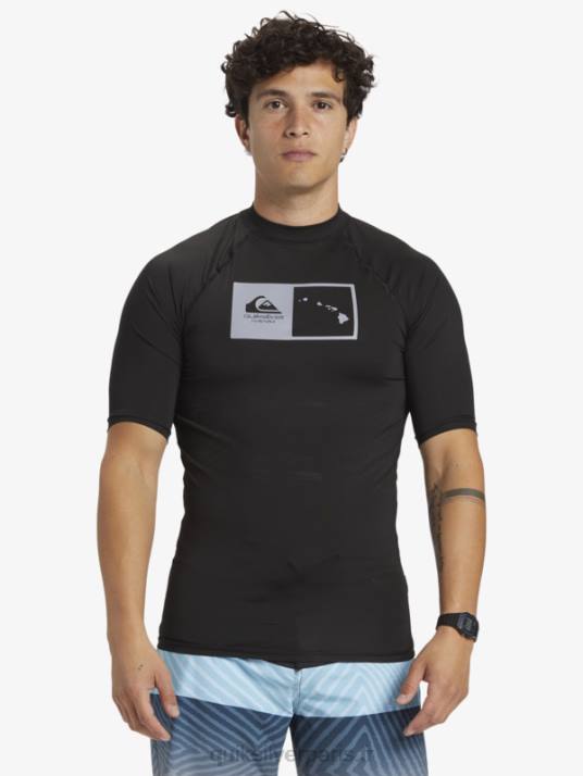 Hommes Quiksilver hawaii double down upf 50 t-shirt de surf à manches courtes D6PT1170 noir