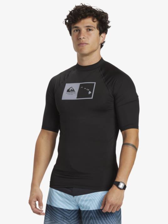 Hommes Quiksilver hawaii double down upf 50 t-shirt de surf à manches courtes D6PT1170 noir