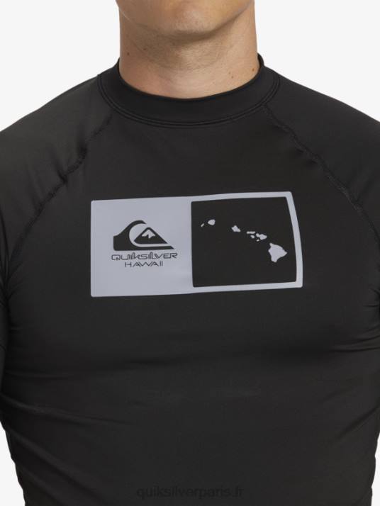 Hommes Quiksilver hawaii double down upf 50 t-shirt de surf à manches courtes D6PT1170 noir