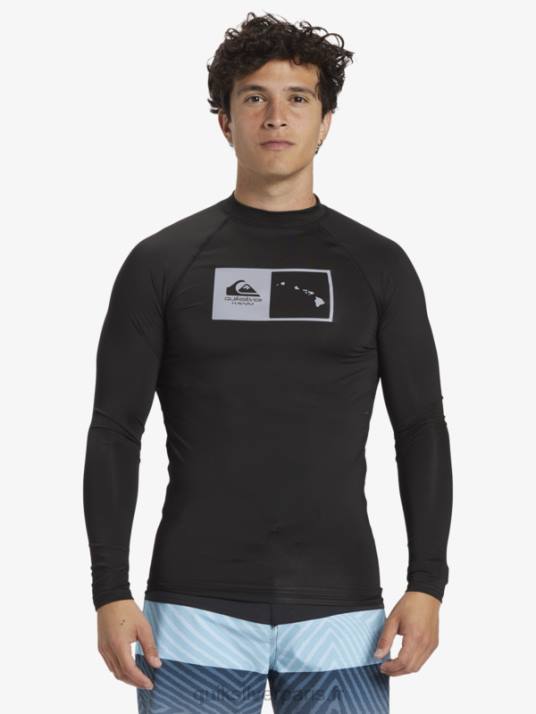 Hommes Quiksilver hawaii double down upf 50 t-shirt de surf à manches longues D6PT1105 noir