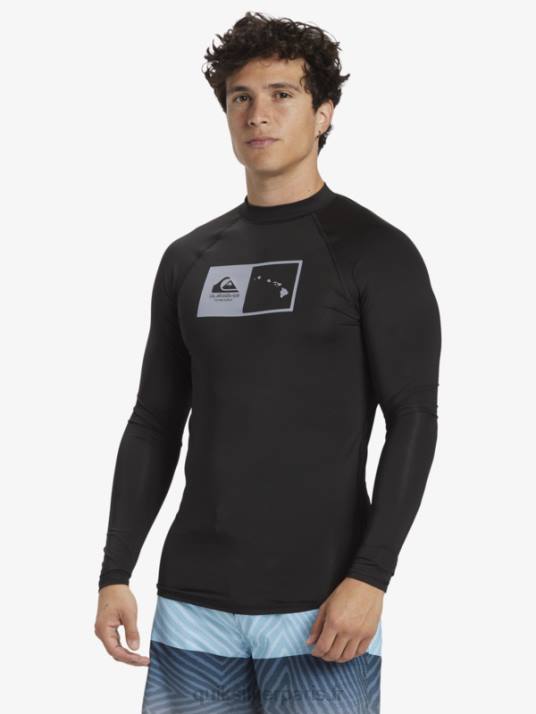 Hommes Quiksilver hawaii double down upf 50 t-shirt de surf à manches longues D6PT1105 noir