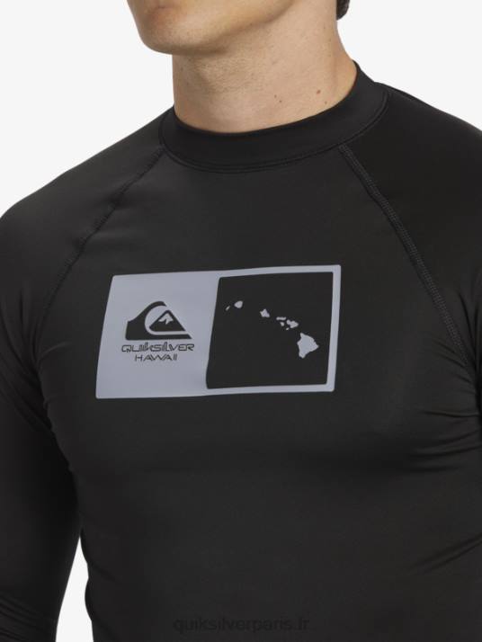 Hommes Quiksilver hawaii double down upf 50 t-shirt de surf à manches longues D6PT1105 noir