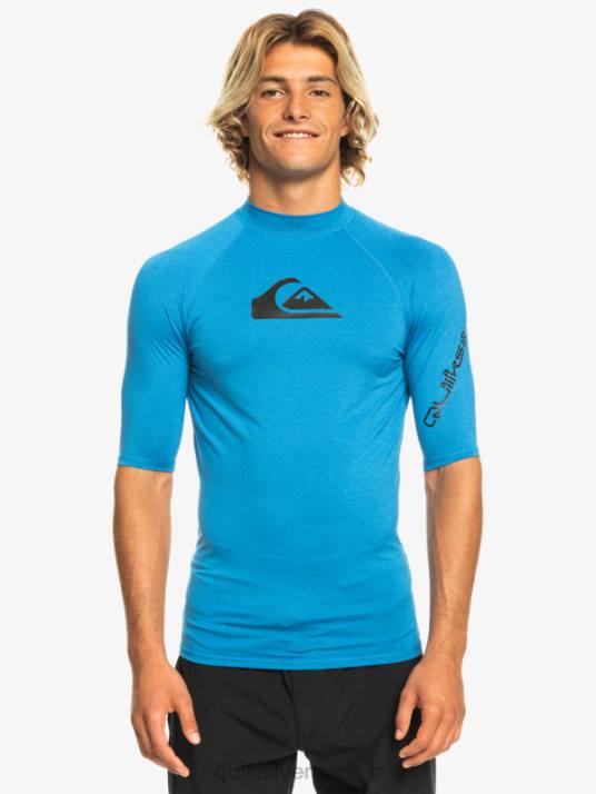 Hommes Quiksilver rashguard upf 50 à manches courtes de tous les temps D6PT814 tuba bleu chiné