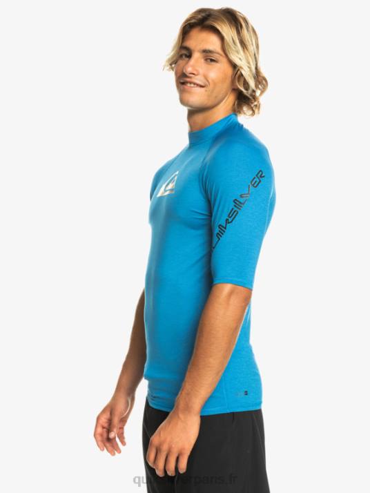 Hommes Quiksilver rashguard upf 50 à manches courtes de tous les temps D6PT814 tuba bleu chiné