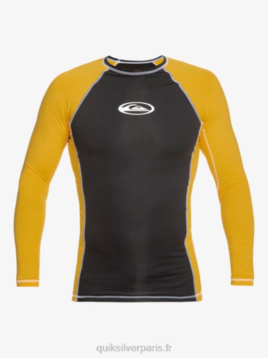 Hommes Quiksilver saturne protection manches longues upf 50 rashguard D6PT652 jaune jaune
