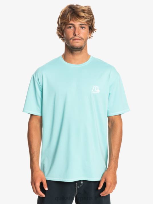 Hommes Quiksilver t-shirt de surf à manches courtes chiné héritage upf 50 D6PT1128 bleu ange chiné