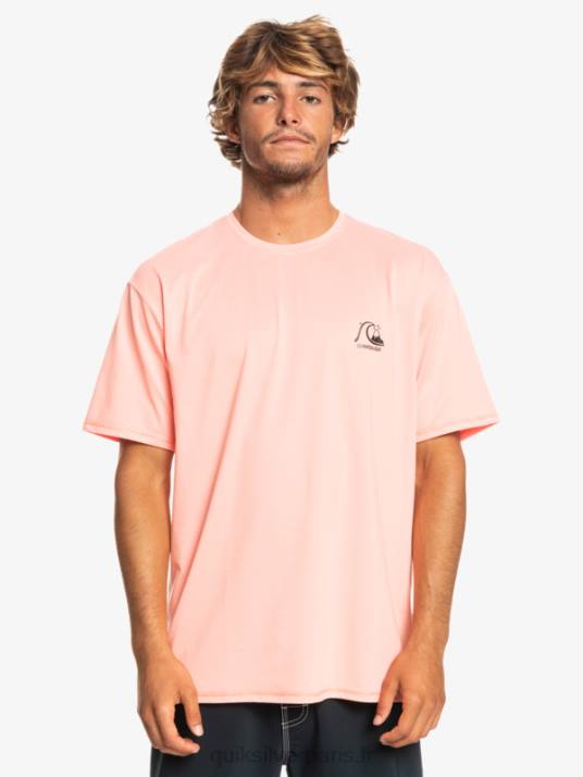 Hommes Quiksilver t-shirt de surf à manches courtes chiné héritage upf 50 D6PT1130 bruyère de saumon frais
