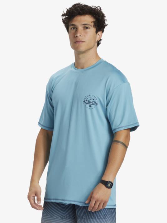 Hommes Quiksilver t-shirt de surf à manches courtes hawaii big bite upf 50 D6PT880 bleu delphinium