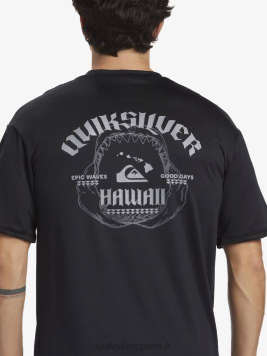 Hommes Quiksilver t-shirt de surf à manches courtes hawaii big bite upf 50 D6PT883 noir