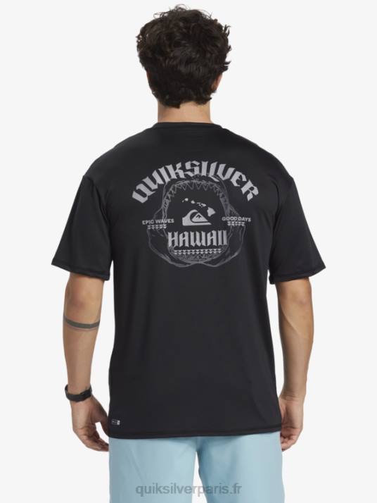 Hommes Quiksilver t-shirt de surf à manches courtes hawaii big bite upf 50 D6PT883 noir