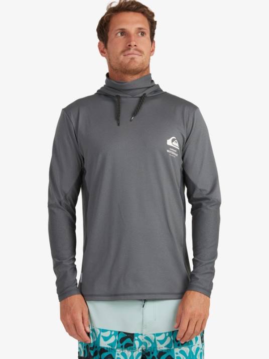 Hommes Quiksilver t-shirt de surf manches longues à capuche waterman angler upf 50 D6PT1848 ombre sombre
