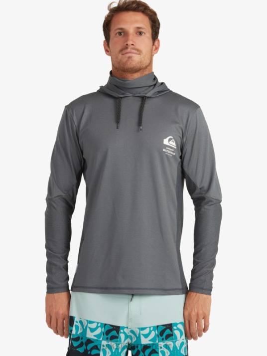 Hommes Quiksilver t-shirt de surf manches longues à capuche waterman angler upf 50 D6PT1848 ombre sombre