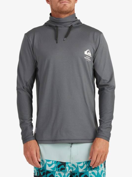 Hommes Quiksilver t-shirt de surf manches longues à capuche waterman angler upf 50 D6PT1848 ombre sombre