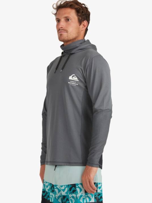 Hommes Quiksilver t-shirt de surf manches longues à capuche waterman angler upf 50 D6PT1848 ombre sombre