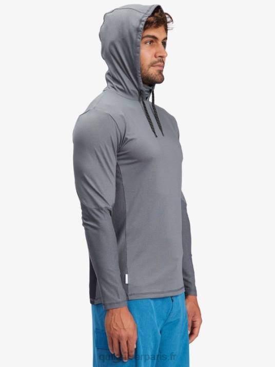 Hommes Quiksilver t-shirt de surf manches longues à capuche waterman angler upf 50 D6PT1848 ombre sombre