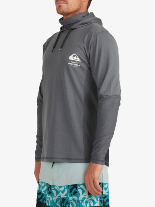 Hommes Quiksilver t-shirt de surf manches longues à capuche waterman angler upf 50 D6PT1848 ombre sombre