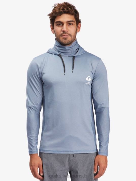 Hommes Quiksilver t-shirt de surf manches longues à capuche waterman angler upf 50 D6PT1849 enseigne bleue