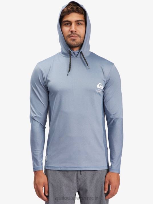 Hommes Quiksilver t-shirt de surf manches longues à capuche waterman angler upf 50 D6PT1849 enseigne bleue