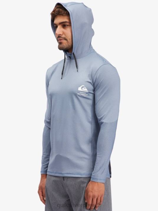Hommes Quiksilver t-shirt de surf manches longues à capuche waterman angler upf 50 D6PT1849 enseigne bleue