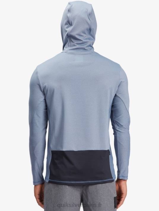 Hommes Quiksilver t-shirt de surf manches longues à capuche waterman angler upf 50 D6PT1849 enseigne bleue