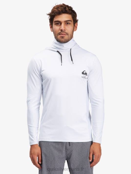 Hommes Quiksilver t-shirt de surf manches longues à capuche waterman angler upf 50 D6PT1850 blanc