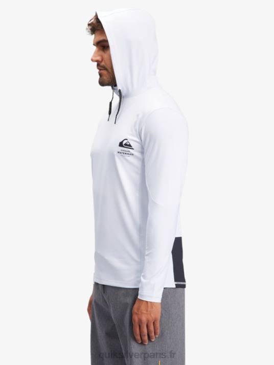 Hommes Quiksilver t-shirt de surf manches longues à capuche waterman angler upf 50 D6PT1850 blanc