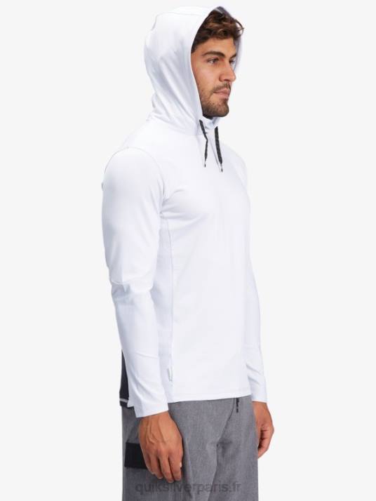 Hommes Quiksilver t-shirt de surf manches longues à capuche waterman angler upf 50 D6PT1850 blanc