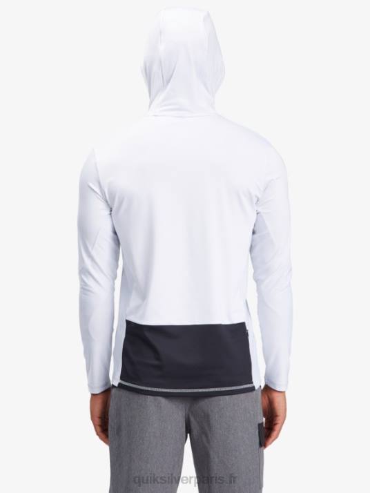Hommes Quiksilver t-shirt de surf manches longues à capuche waterman angler upf 50 D6PT1850 blanc
