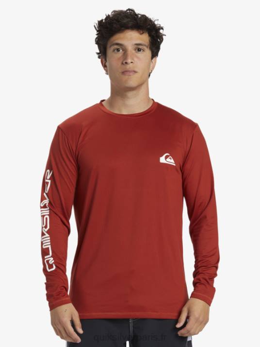 Hommes Quiksilver t-shirt de surf manches longues omni session upf 50 D6PT403 ocre rouge
