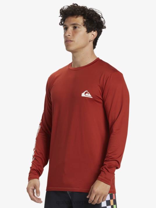 Hommes Quiksilver t-shirt de surf manches longues omni session upf 50 D6PT403 ocre rouge