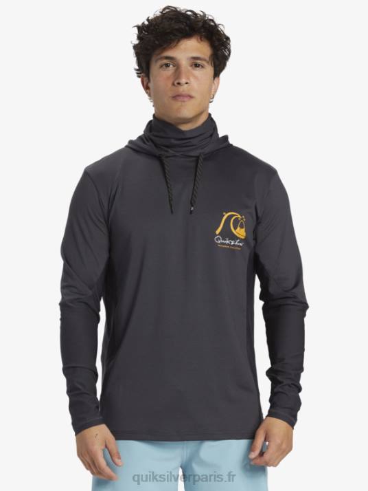Hommes Quiksilver waterman angler hooded upf 50 t-shirt de surf à manches longues D6PT830 noir