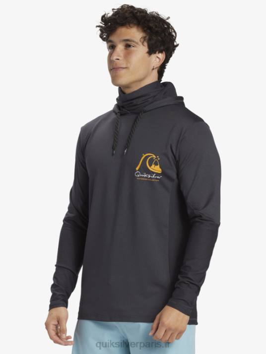 Hommes Quiksilver waterman angler hooded upf 50 t-shirt de surf à manches longues D6PT830 noir