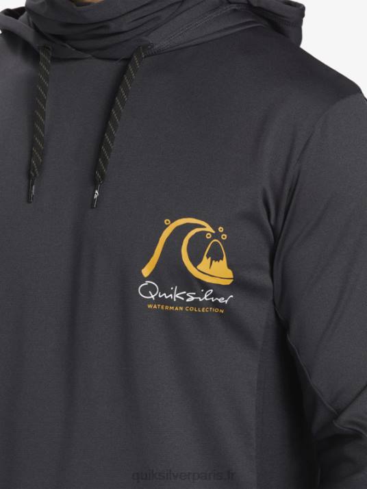 Hommes Quiksilver waterman angler hooded upf 50 t-shirt de surf à manches longues D6PT830 noir