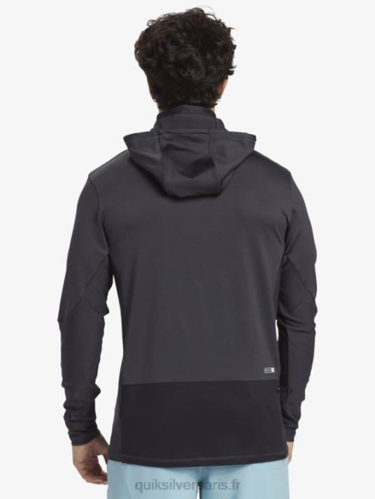 Hommes Quiksilver waterman angler hooded upf 50 t-shirt de surf à manches longues D6PT830 noir