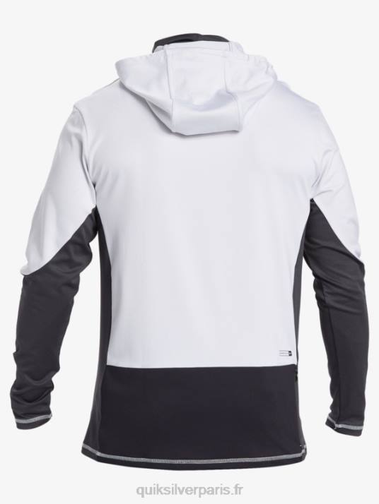 Hommes Quiksilver waterman angler hooded upf 50 t-shirt de surf à manches longues D6PT831 blanc