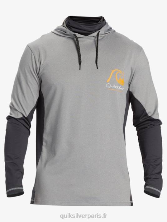 Hommes Quiksilver waterman angler hooded upf 50 t-shirt de surf à manches longues D6PT832 Peau de requin