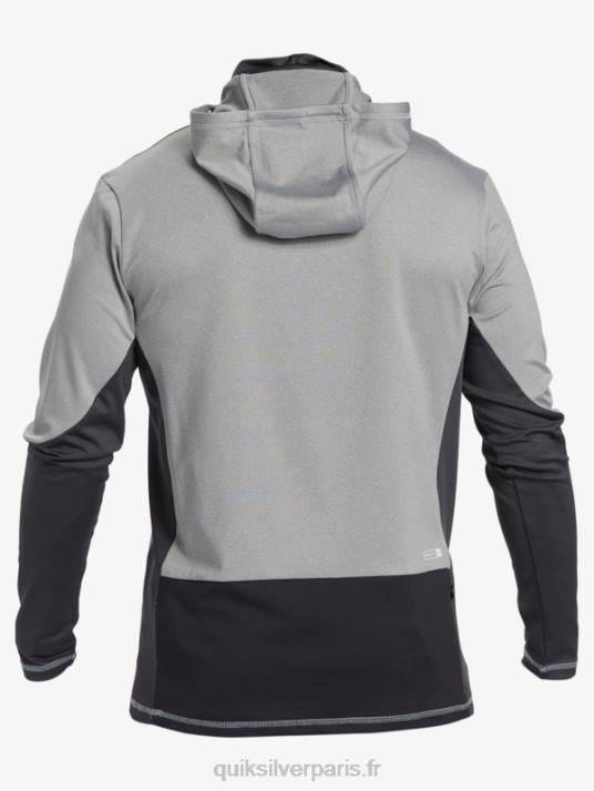 Hommes Quiksilver waterman angler hooded upf 50 t-shirt de surf à manches longues D6PT832 Peau de requin