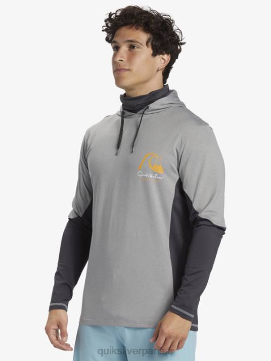 Hommes Quiksilver waterman angler hooded upf 50 t-shirt de surf à manches longues D6PT832 Peau de requin