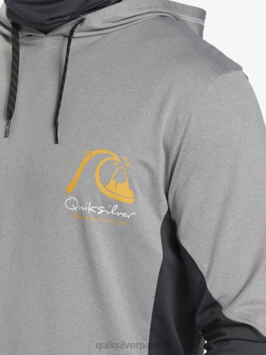 Hommes Quiksilver waterman angler hooded upf 50 t-shirt de surf à manches longues D6PT832 Peau de requin